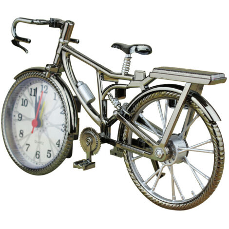 Sveglia da tavolo vintage a forma di bicicletta con numeri arabi, una nuova decorazione creativa per la casa, il giardino, l'ufficio e l'artigianato.