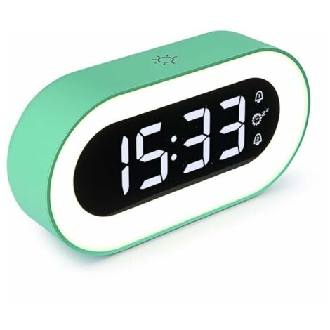 Sveglia digitale a LED con modalità dimmer e funzione snooze, porta di ricarica USB, 18 melodie, luce notturna per bambini, donne e uomini.