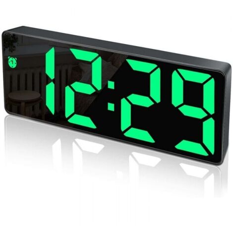 Sveglia digitale, ampio display LED, orologio a specchio con funzione snooze e connessione di ricarica USB, sveglia con luminosità regolabile, adatta per camera da letto, ufficio FLITI