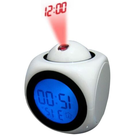 Sveglia digitale con schermo LCD multifunzione e proiettore LED (batterie non incluse)