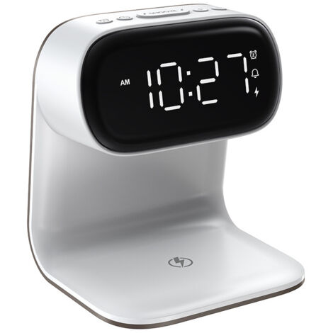Sveglia digitale con stazione di ricarica rapida wireless, lampada touch intelligente da 15 W per l'uso vicino al letto, luce notturna regolabile a 3 colori adatta per soggiorno, comodino e per chi ha