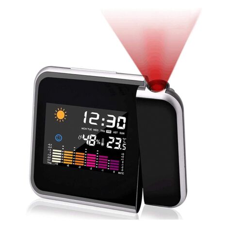 SVEGLIA DIGITALE DA COMODINO CON PROIETTORE LASER IGROMETRO OROLOGIO DATA JS-016