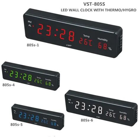 Sveglia Digitale da Comodino Orologio da Parete con LED Temperatura Data Nero