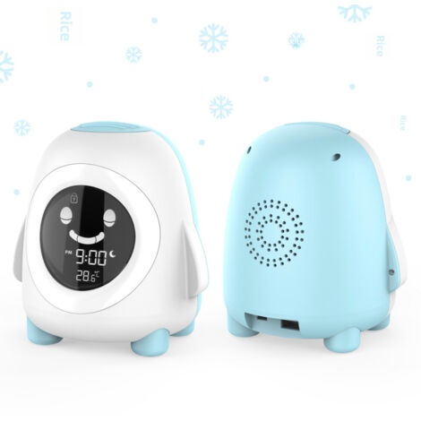 Sveglia digitale LCD con luce notturna, design a pinguino, vendita all'ingrosso, ideale per la cameretta dei bambini o come regalo. (Blu)