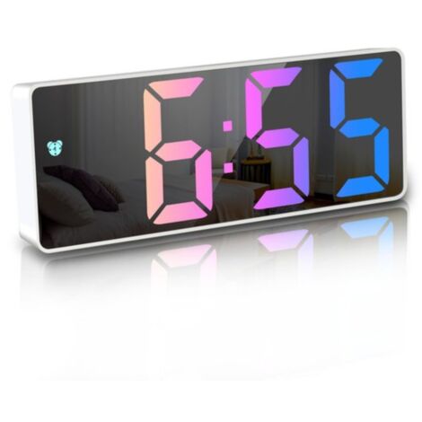 Sveglia Digitale LED Specchio Orologio Temperatura Cavo USB