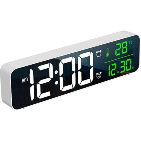 Sveglia digitale, orologio da parete, sveglia digitale a specchio a LED con ampio schermo, visualizzazione della temperatura e della data, pezzo unico