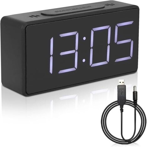 Sveglia digitale, orologio da scrivania portatile, ideale per camere studentesche e per l'uso sul comodino (nero)