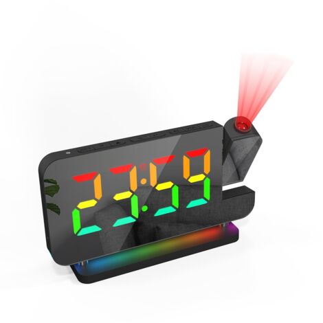 Sveglia digitale, orologio LED a specchio con luce notturna RGB, 10 luci colorate, luminosità regolabile, orologio da comodino per camera da letto, ufficio domestico, scrivania