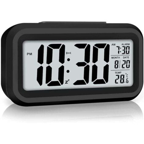 Sveglia digitale per camera da letto, orologio da scrivania a batteria, orologio digitale con luce notturna intelligente, display 12/24 ore, funzione snooze per chi ha il sonno pesante, regali di Nata
