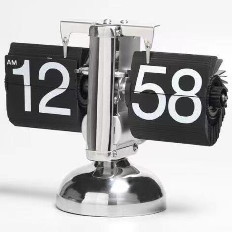 Sveglia digitale retrò con meccanismo display-by-display - Orologio con ingranaggi interni a batteria, ideale per ufficio, camera da letto, cucina, scuola, hotel, bar - Nero