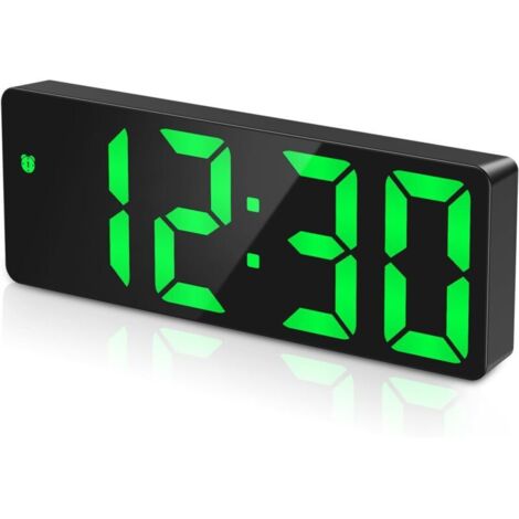 Sveglia digitale verde, orologio da scrivania digitale, orologio digitale a LED con attivazione vocale e touch, data, temperatura, funzione snooze, 3 livelli di luminosità regolabili, alimentazione a 