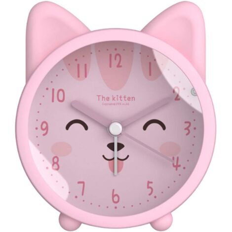 Sveglia in silicone per bambini, simpatico animale, cane/gatto, silenzioso, senza ticchettio, luce notturna, orologio da viaggio