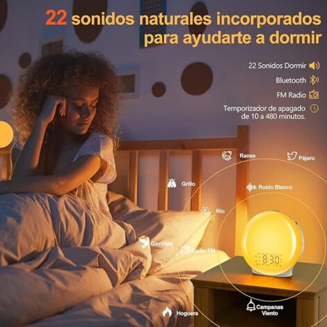 Sveglia luminosa Bluetooth, simulazione alba/tramonto, radio FM per i sonnellini, sveglia per bambini