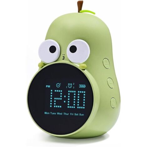 Sveglia luminosa per bambini, lampadina carina, lampada da comodino creativa, luce notturna programmabile con funzione snooze e sveglia, verde