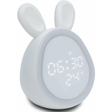 Sveglia Luminosa Per Bambini MINKUROW, Senza Ticchettio, Sveglia Per Bambini Ferma E Carina, Bianca