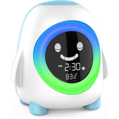 Sveglia per bambini, Sveglia per bambini, Orologio per allenamento per il sonno con luce notturna, Macchina per il suono del sonno, Timer per pisolino temperatura interna, Sveglia digitale per cameret