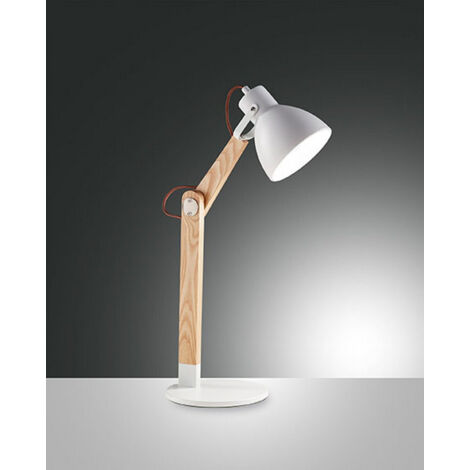 SVEVA LAMPADA DA LETTURA DA TAVOLO  BIANCO/FRASSINO IN METALLO E  LEGNO 1 LUCE ATTACCO E27 ORIENTABILE