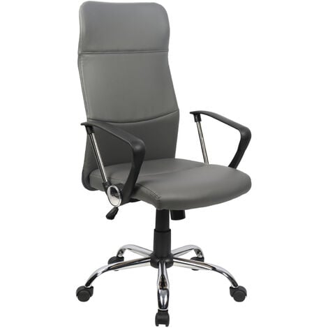 SVITA AIKO Chaise de bureau Chaise de travail Fauteuil de direction avec roulettes Accoudoirs Dossier haut réglable en hauteur Mécanisme basculant gris