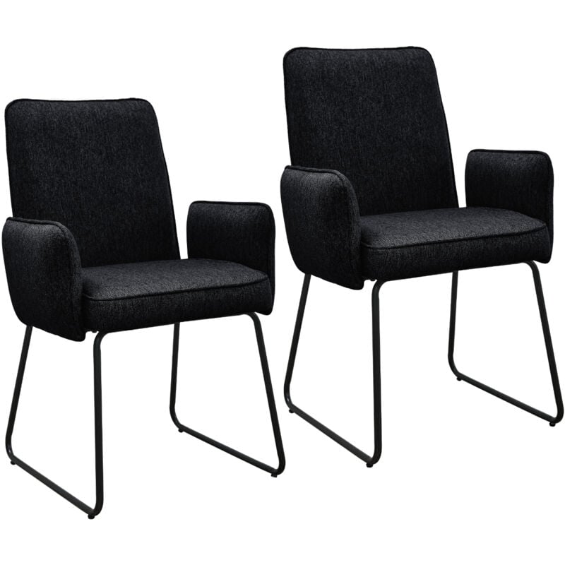 Svita - alba Lot de 2 chaises de salle à manger Chaise à accoudoirs Chaise rembourrée tissu noir