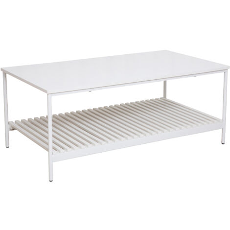 SVITA AMAL Table basse Coffeetable Table de salon moderne avec étagère blanc