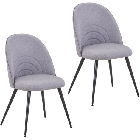 SVITA ANITA 2-er Set Esszimmerstühle Polsterstühle Stoffbezug Metallbeine Grau