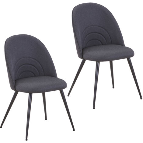 SVITA ANITA 2-er Set Esszimmerstühle Polsterstühle Stoffbezug Metallbeine Schwarz
