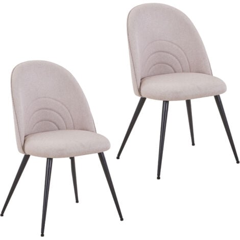 SVITA ANITA Lot de 2 chaises de salle à manger Chaises rembourrées recouvertes de tissu Pieds en métal beige