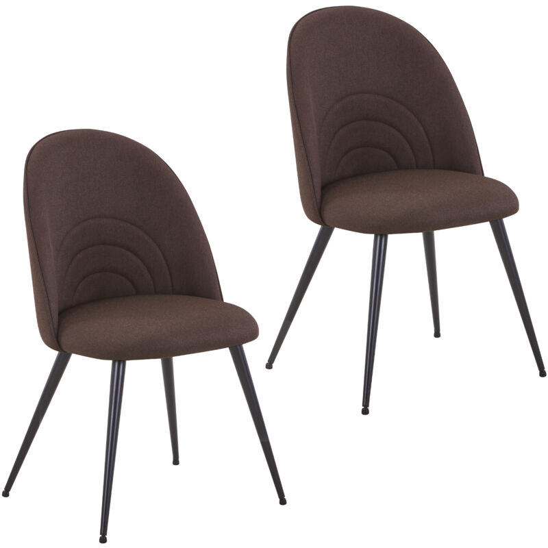 Svita - anita Lot de 2 chaises de salle à manger Chaises rembourrées recouvertes de tissu Pieds en métal marron