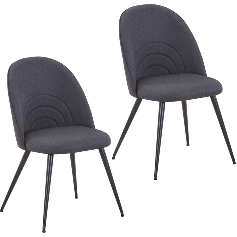 Svita - anita Lot de 2 chaises de salle à manger Chaises rembourrées recouvertes de tissu Pieds en métal Noir