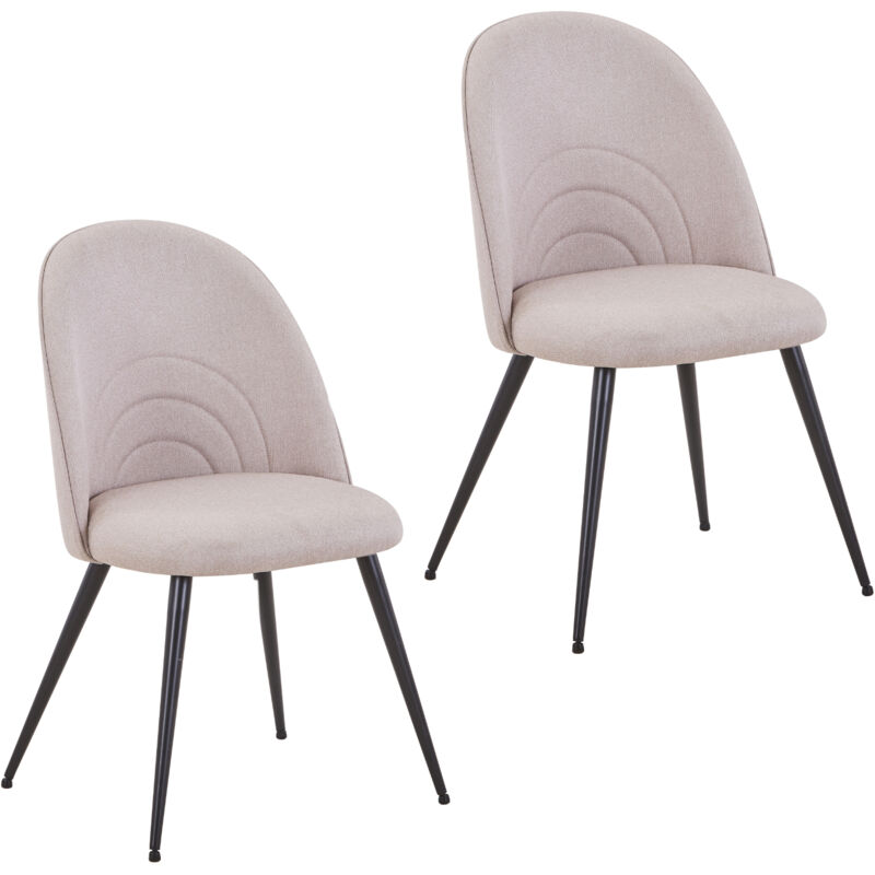 Svita - anita Lot de 2 chaises de salle à manger Chaises rembourrées recouvertes de tissu Pieds en métal beige