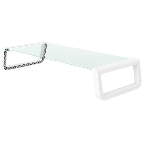 SVITA ANSAN Support d'écran Rehausse d'écran Bureau Table d'ordinateur Verre Blanc