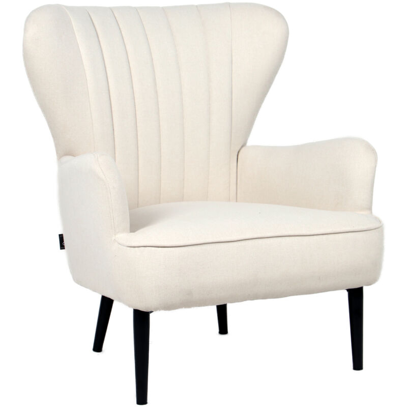 Svita - arthur Fauteuil à oreilles Fauteuil relax Moderne Rembourré tissu crème