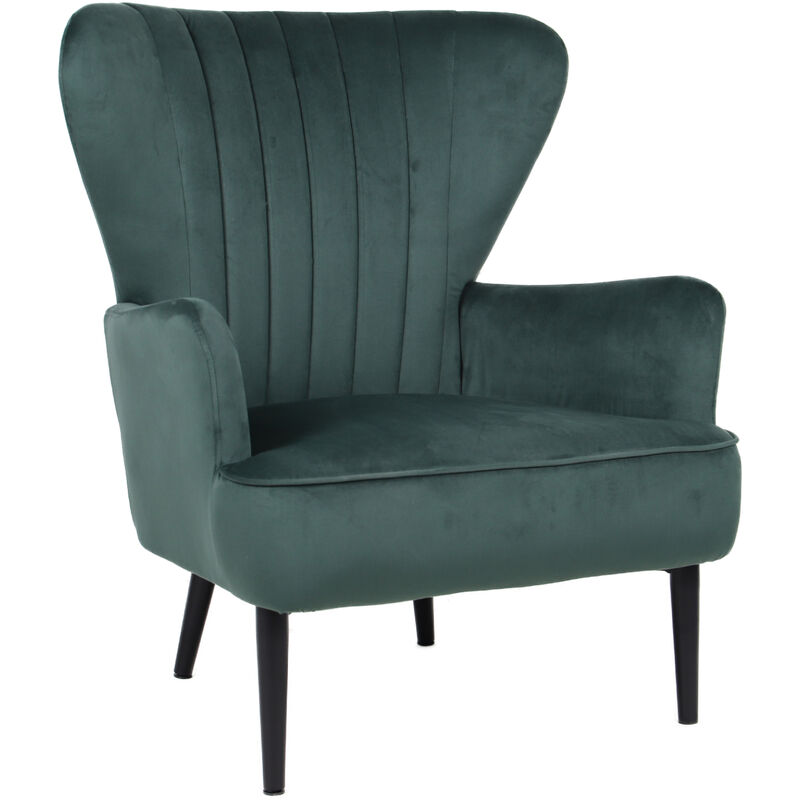 Svita - arthur Fauteuil à oreilles Fauteuil relax Moderne Rembourré Velours Vert foncé
