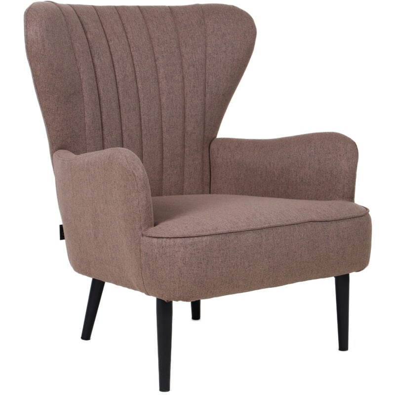 Arthur Fauteuil à oreilles Fauteuil relax Moderne Rembourré Velours Marron - Svita
