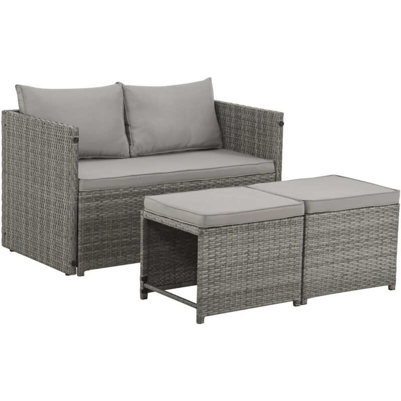 Athina Ensemble de meubles de jardin Outdoor Meubles de balcon Polyrattan Gris - Svita