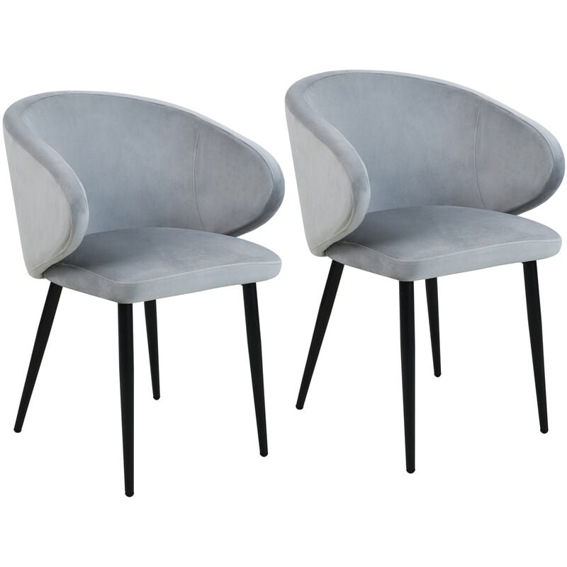 Audrey Lot de 2 chaises de salle à manger Fauteuil de cuisine avec accoudoirs Velours gris - Svita