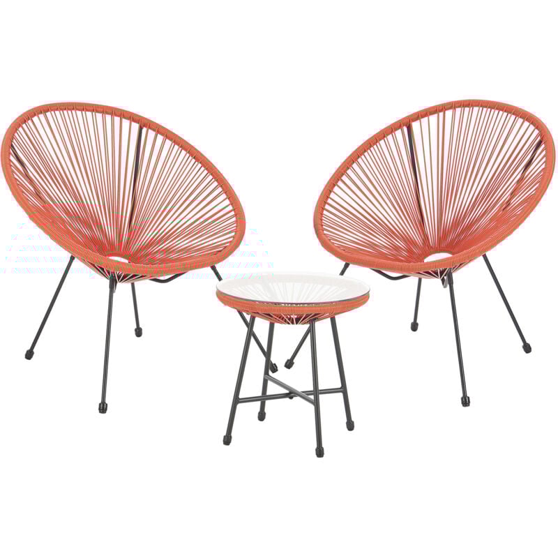 Ensemble de meubles de balcon Svita bali Ensemble de salon Relax Egg-Chair en osier Design Terracotta Orange