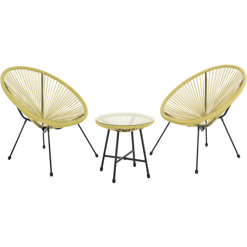 Svita - bali Meuble de balcon Set Lounge Garniture Relax Egg-Chair Tressage-Design Jaune