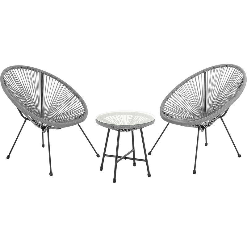 Svita - bali Meuble de balcon Set Lounge Garniture Relax Egg-Chair tressé Design Gris