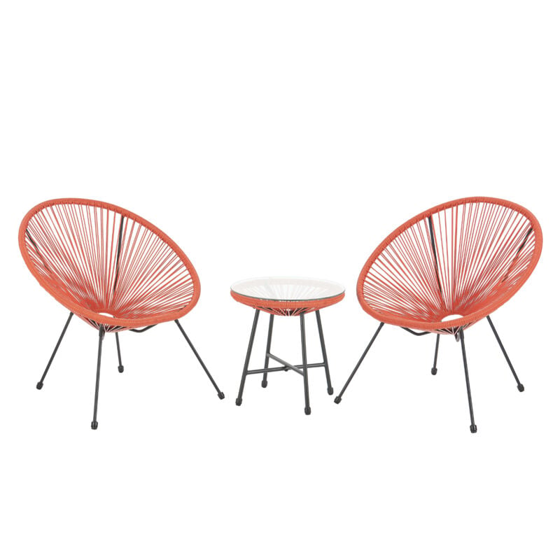 Bali Meuble de balcon Set Lounge Garniture Relax Egg-Chair Tressage-Design terre cuite orange - Svita