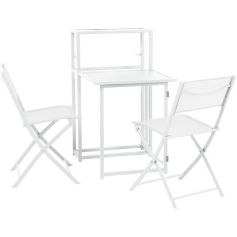 SVITA Balkon-Set platzsparend Balkon-Möbel kleiner Balkon klappbar Weiß