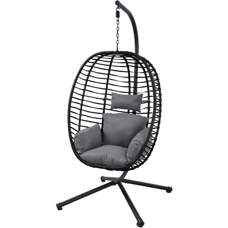 Belly fauteuil suspendu avec cadre fauteuil suspendu pliant siège suspendu panier suspendu noir - Svita