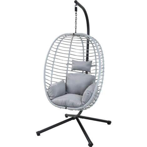 SVITA BELLY fauteuil suspendu avec cadre fauteuil suspendu pliant siège suspendu panier suspendu gris