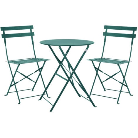 SVITA BERLIN Mobilier de balcon Ensemble de bistrot Chaise Table Jardin Bistro Café Meubles pliants en métal Vert foncé