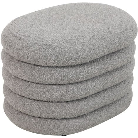 SVITA BLOSSOM Hocker mit Stauraum Sitzhocker Ottomane Boucle-Polster Hellgrau