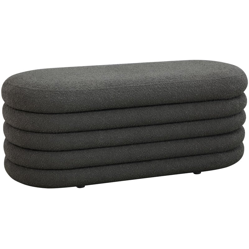 Blossom xl Pouf avec espace de rangement Pouf Ottomane Revêtement Bouclé Gris foncé - Svita