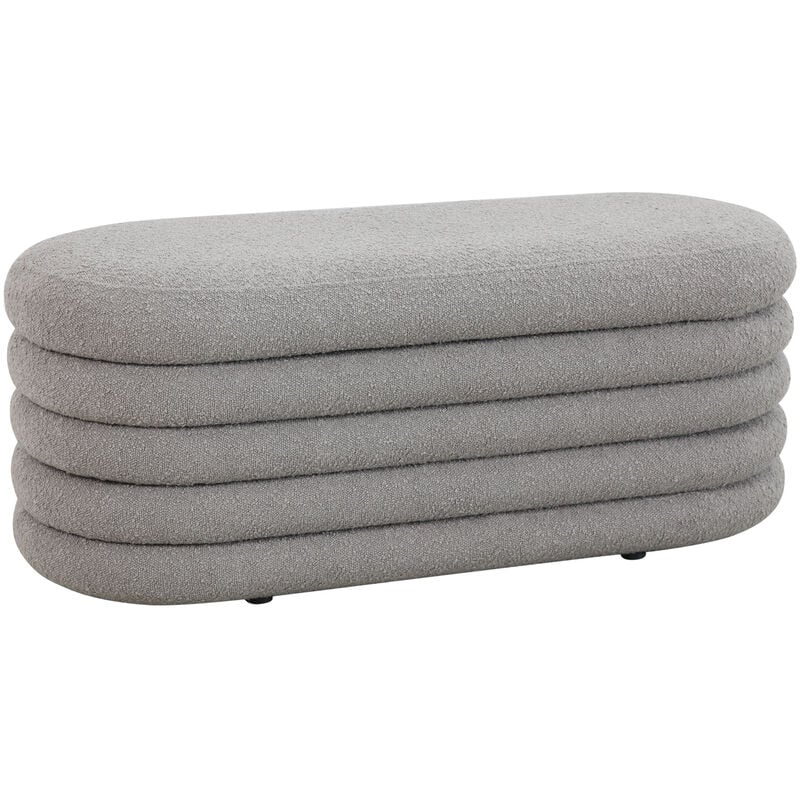 Blossom xl Pouf avec espace de rangement Pouf Ottomane Revêtement Bouclé Gris clair - Svita