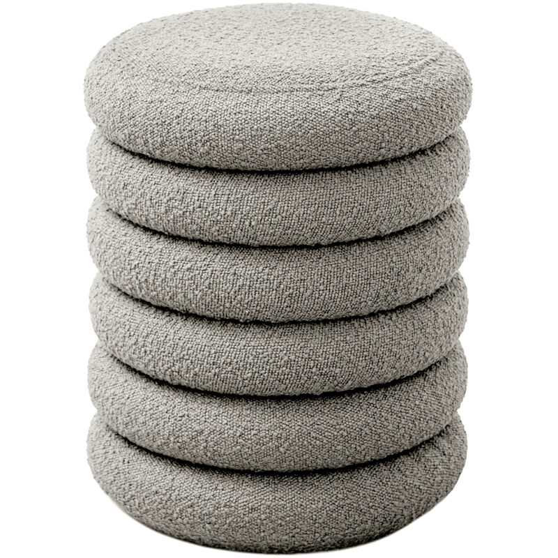 Svita - blossom xs Pouf avec espace de rangement Pouf Ottomane Coussin Boucle Gris clair