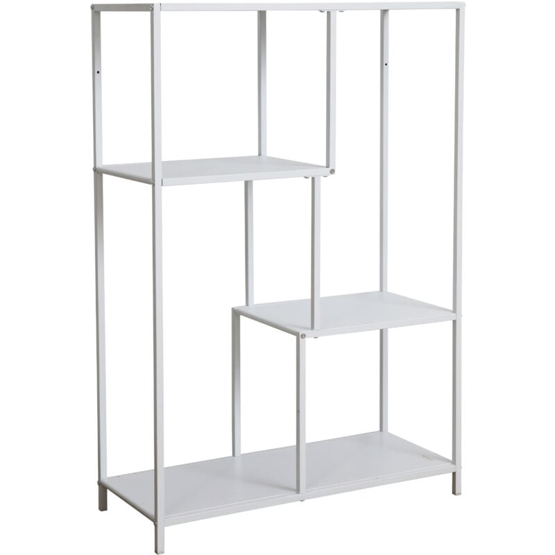 Carme Étagère en métal Étagère sur pied en métal Étagère de salon Design industriel blanc - Svita