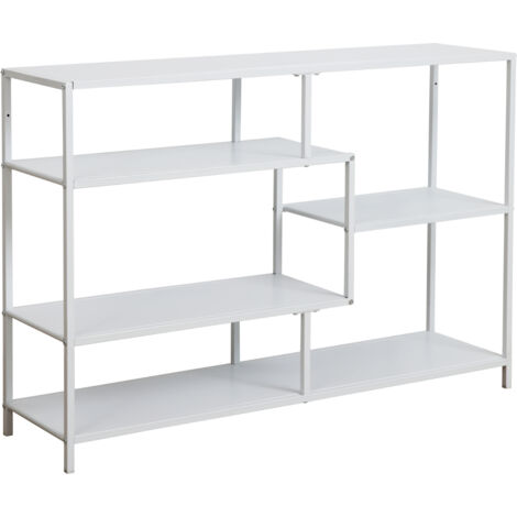 SVITA CASTO Étagère Bibliothèque Design industriel Étroite Métal Blanc